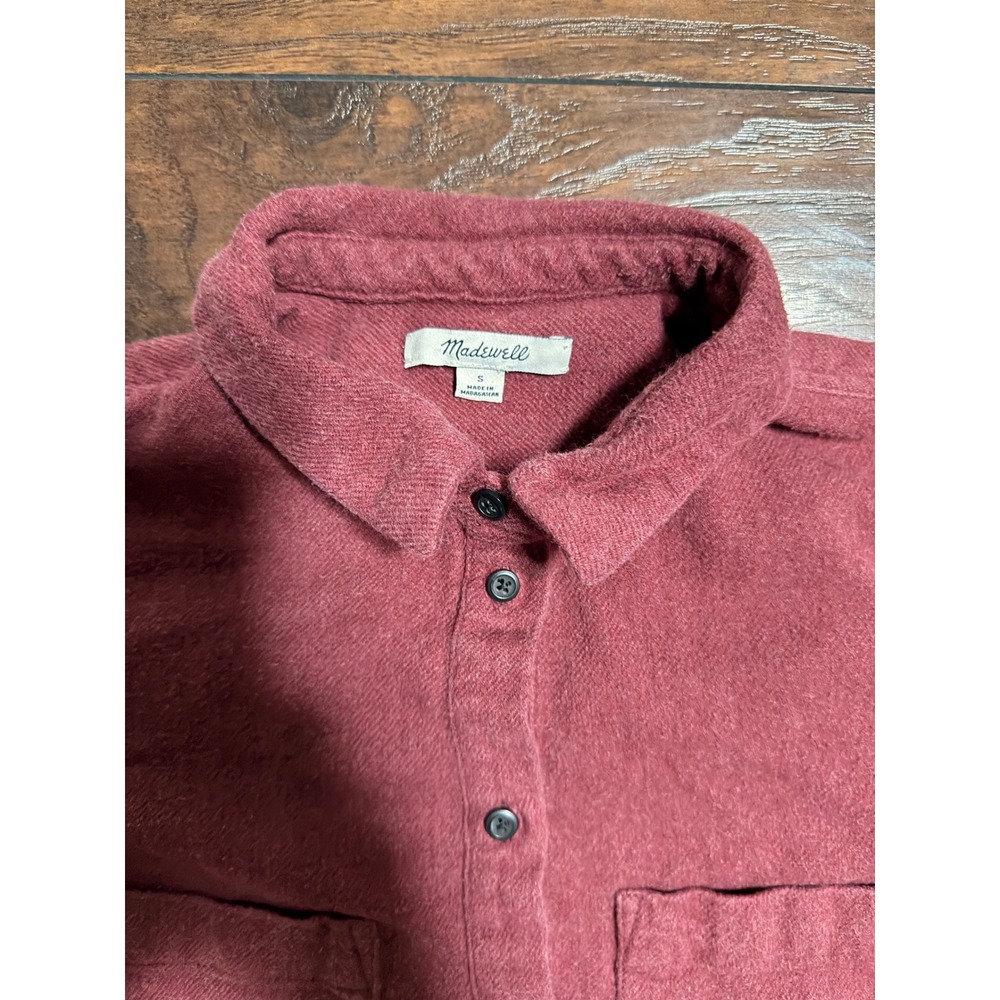 Madewell Burgundy Flannel Button Down Shirt Cotton Long Sleeve Wine Red Small‎ - Picture 2 of 5